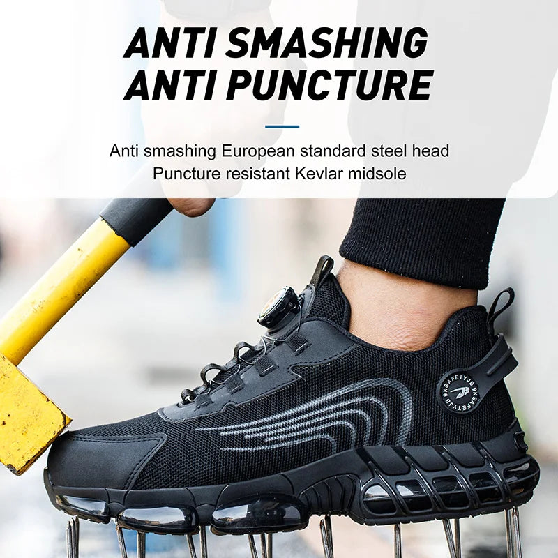 Unisex Rotating Button Safety Shoes Men For Work Sneakers Shoes