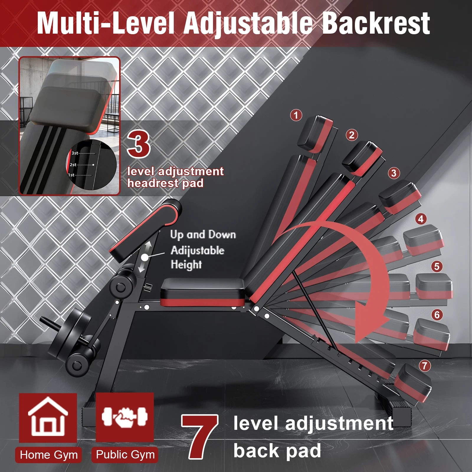 7-Level Foldable Weight Bench Fitness Workout.