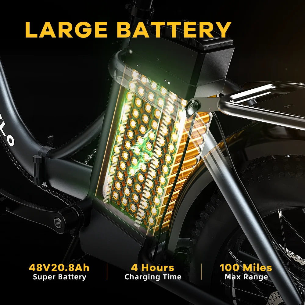 1000W ebike for adults, 20A Large Removable Battery, Foldable Electric Bike, 20" Fat Tire bike for all Terrain Mars700