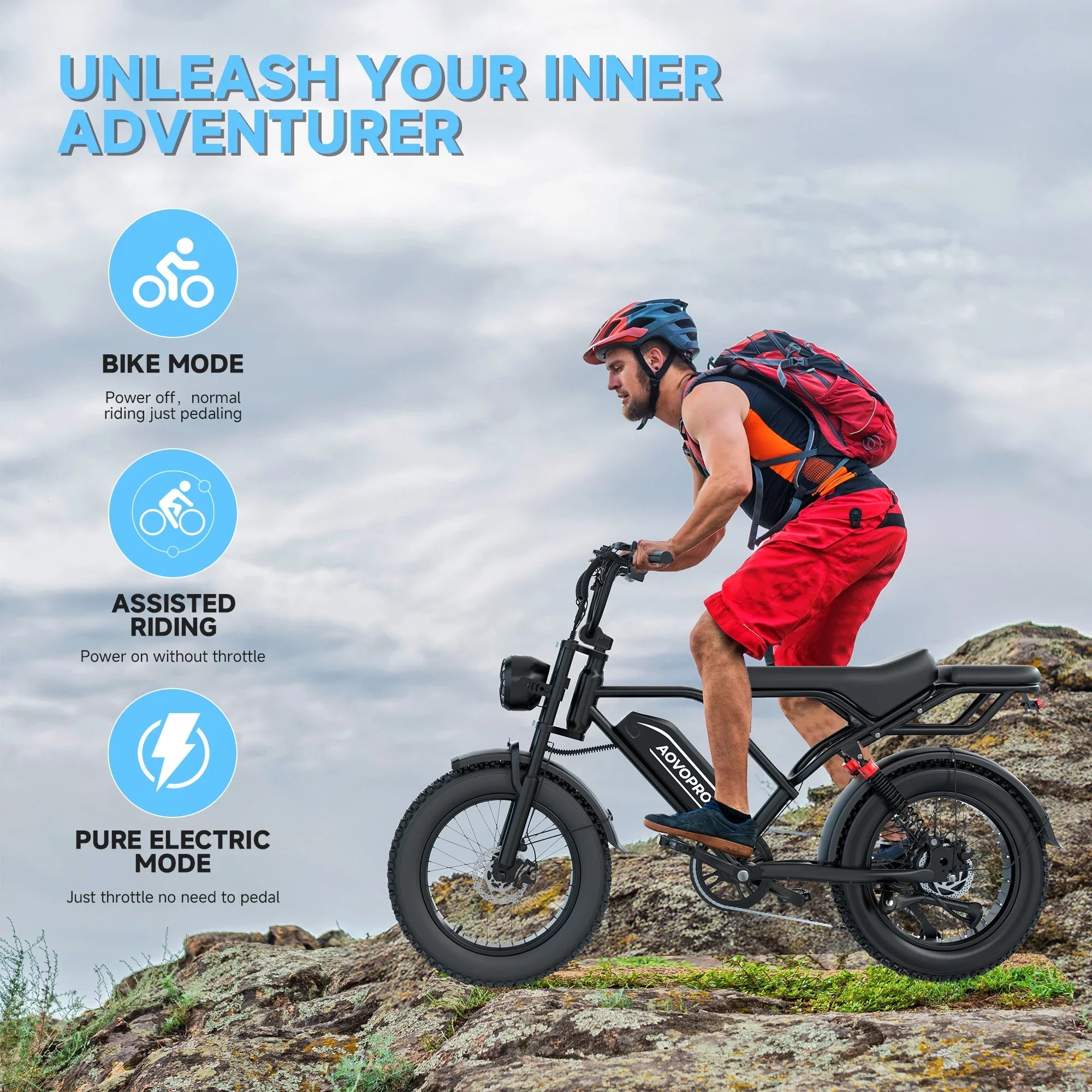 AP20 Electric Bike 1500W 20" Fat Tire 31mph Top Speed.
