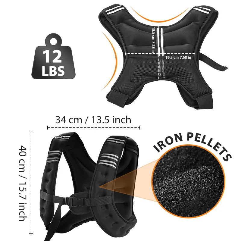 12lb Weight Vest with Reflective Stripe for Workout,