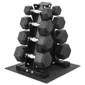 Dumbbell Set with Storage Rack, Rubber Coated Hex Hand Weights,