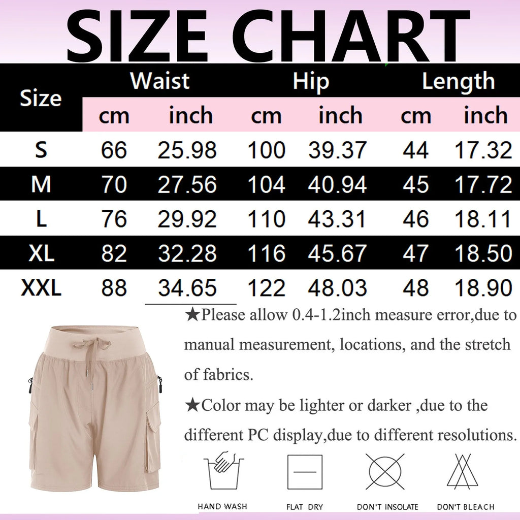Women Sports Short Pants High Waist Elastic Waist Drawstring.
