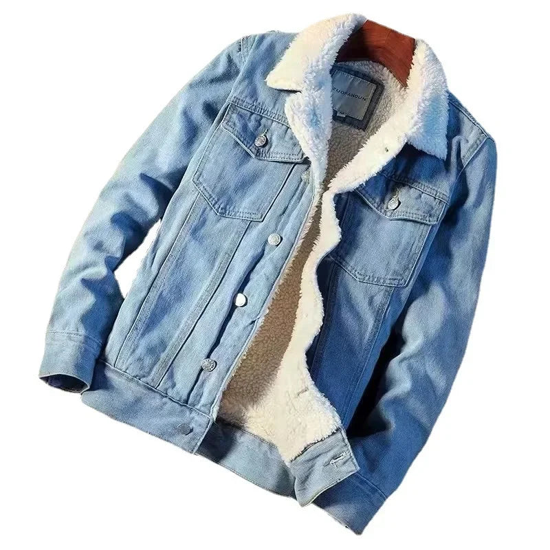 2022 Winter Fleece-lined Thickened Denim Jacket