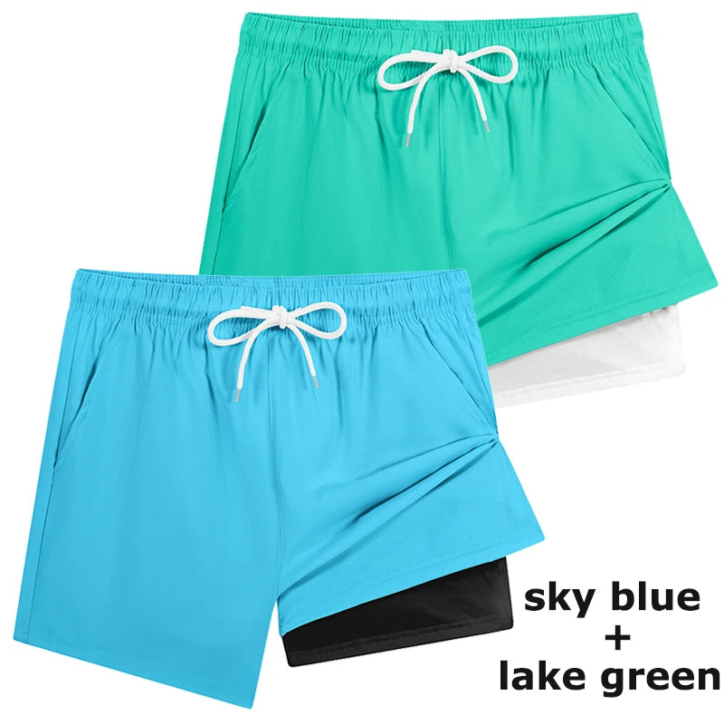 Men's Swim Trunks with Compression Liner Phone Pocket.