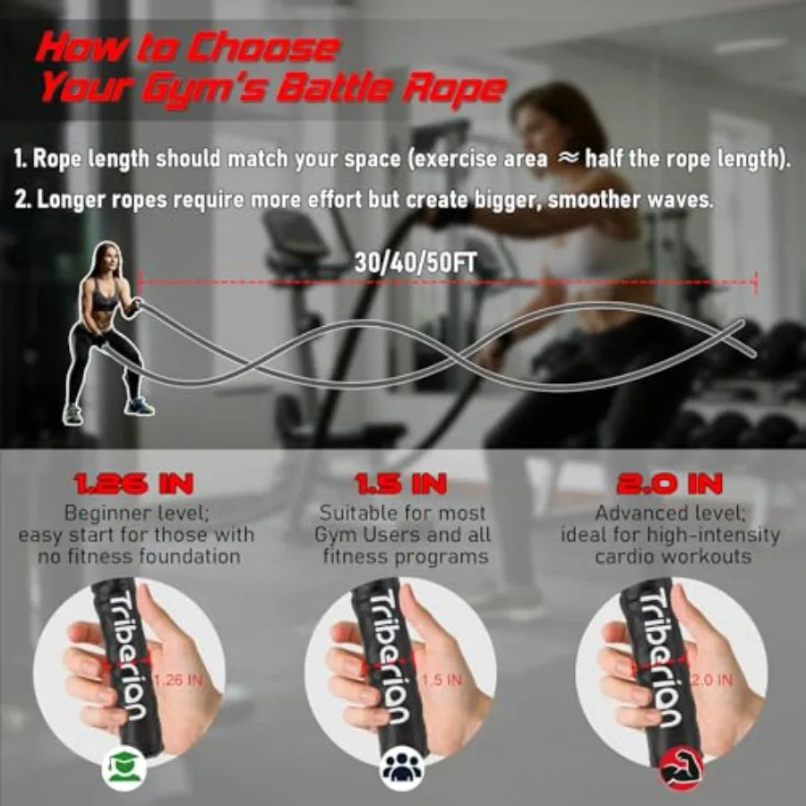 Battle Rope for Home Gym Workout - Heavy Weighted Training Eercise.