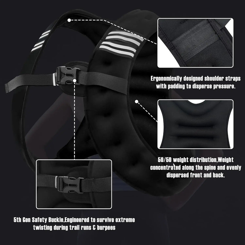 12lb Weight Vest with Reflective Stripe for Workout,