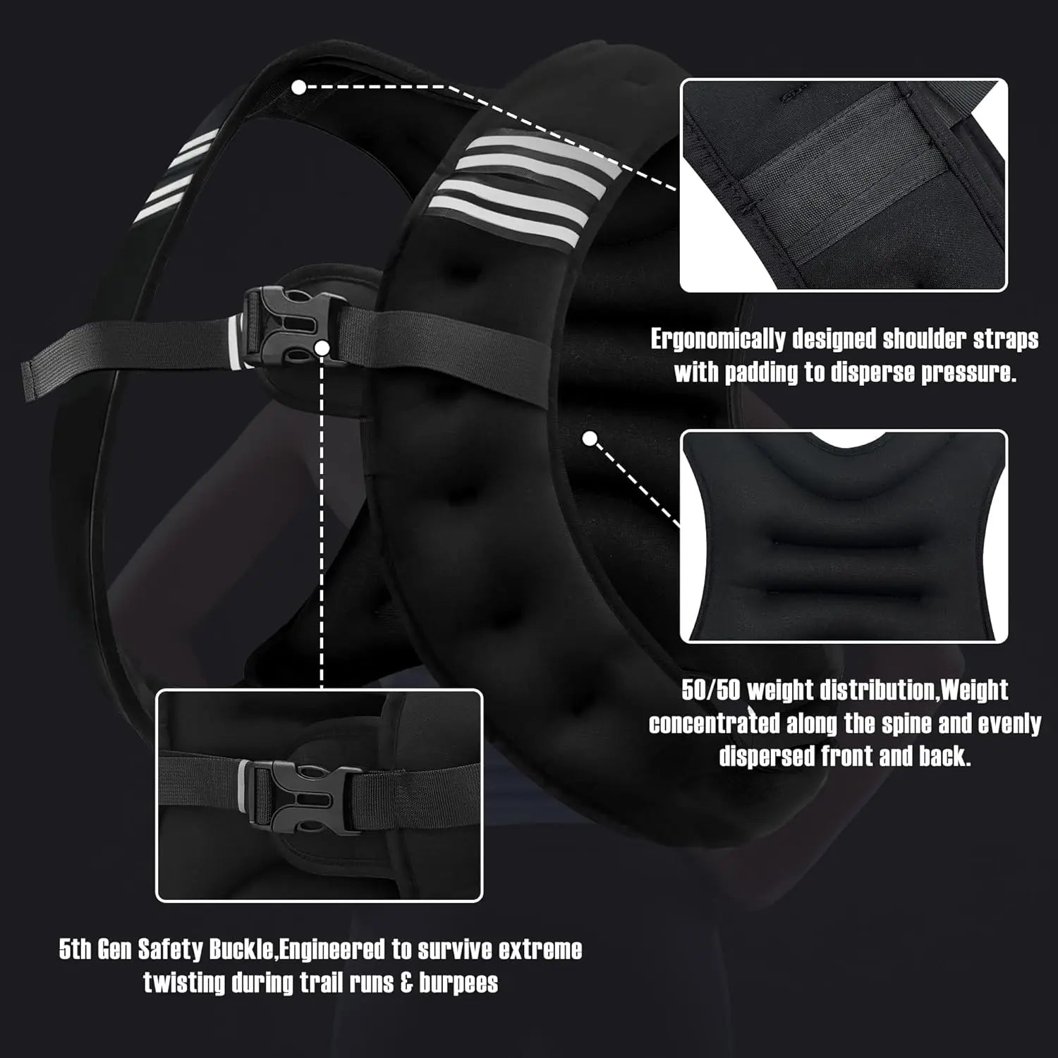 12lb Weight Vest with Reflective Stripe for Workout,