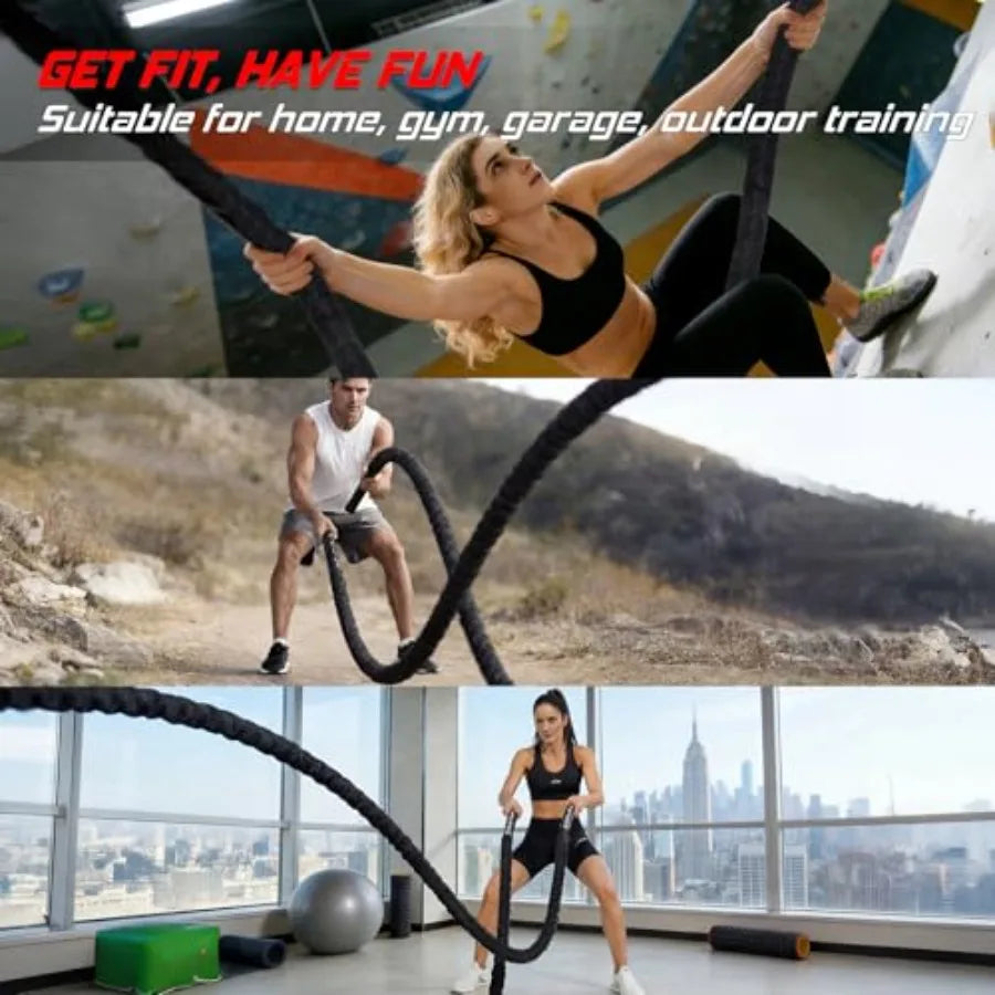 Battle Rope for Home Gym Workout - Heavy Weighted Training Eercise.