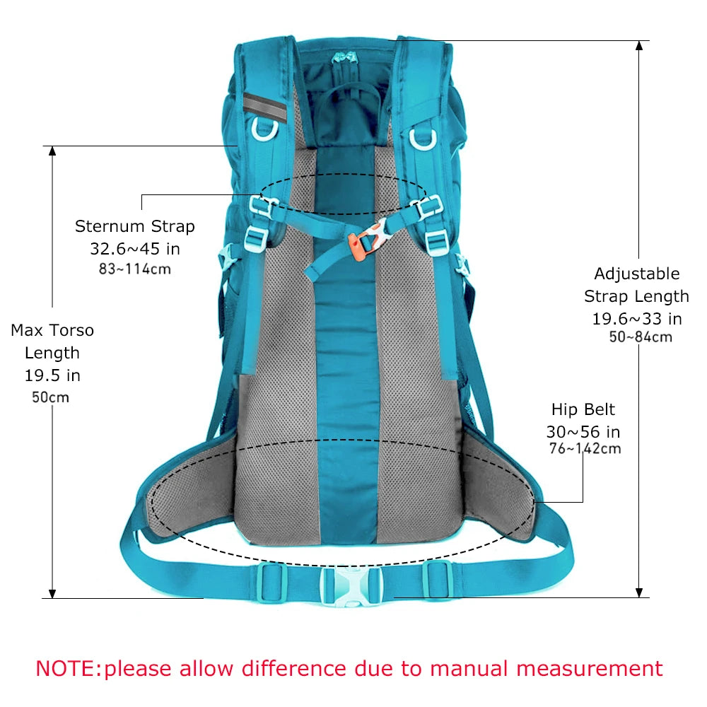 WESTTUNE 50L Hiking Backpack with Rain Cover.