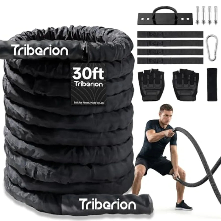 Battle Rope for Home Gym Workout - Heavy Weighted Training Eercise.