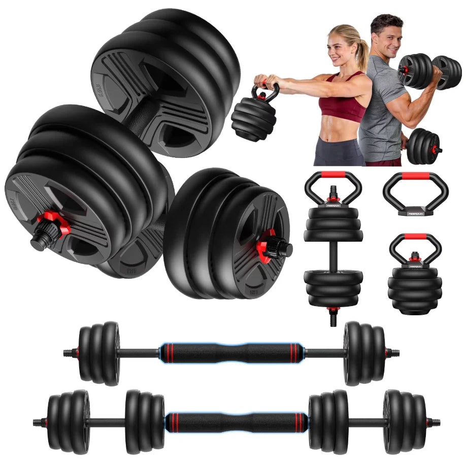 Adjustable 5 in 1 Free Weights Set, 20/35/45/70/90LB Dumbbell Set,