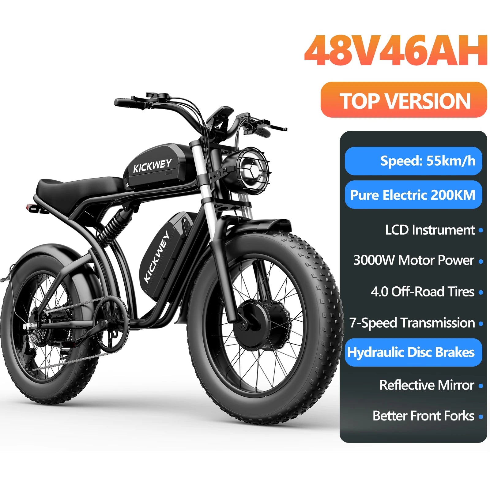 Electric Bike, 3000W Off-Road Electric Bicycle,.