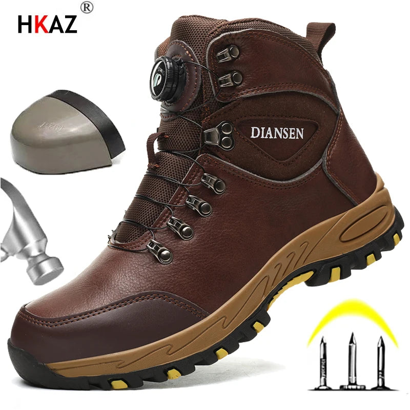 Rotating Button Safety Shoes Men Work Sneakers