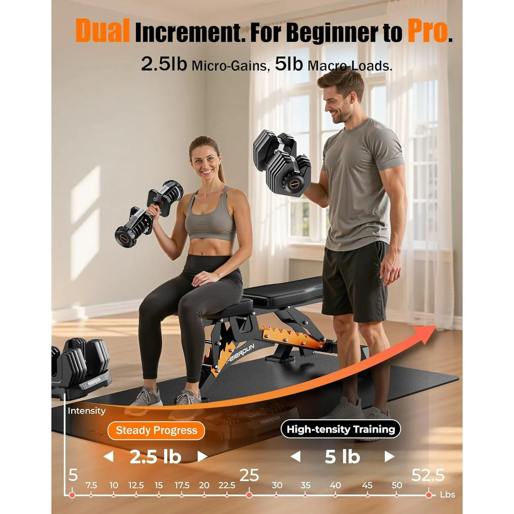 Adjustable Dumbbell Set,15-in-1 Weight Set Dumbbells 105lb.