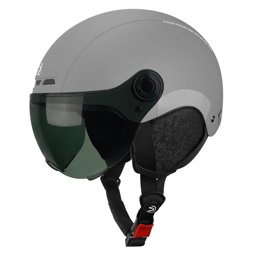 PEMILA Cycling Helmet With Goggles Lens Ear Protection.