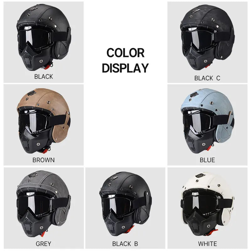 Vintage Motorcycle Helmet Men's Four season Cruise Scooter.