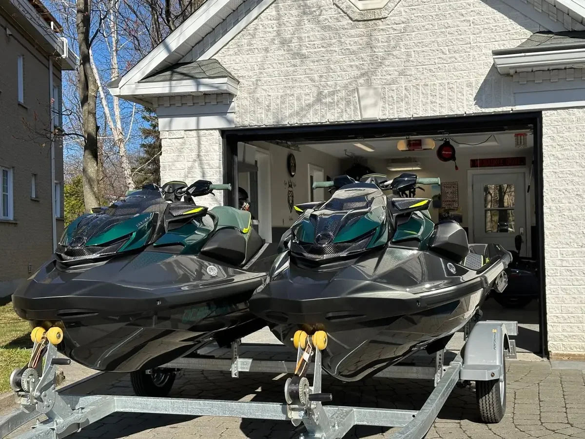 Jet ski boat four-stroke engine for water sports.
