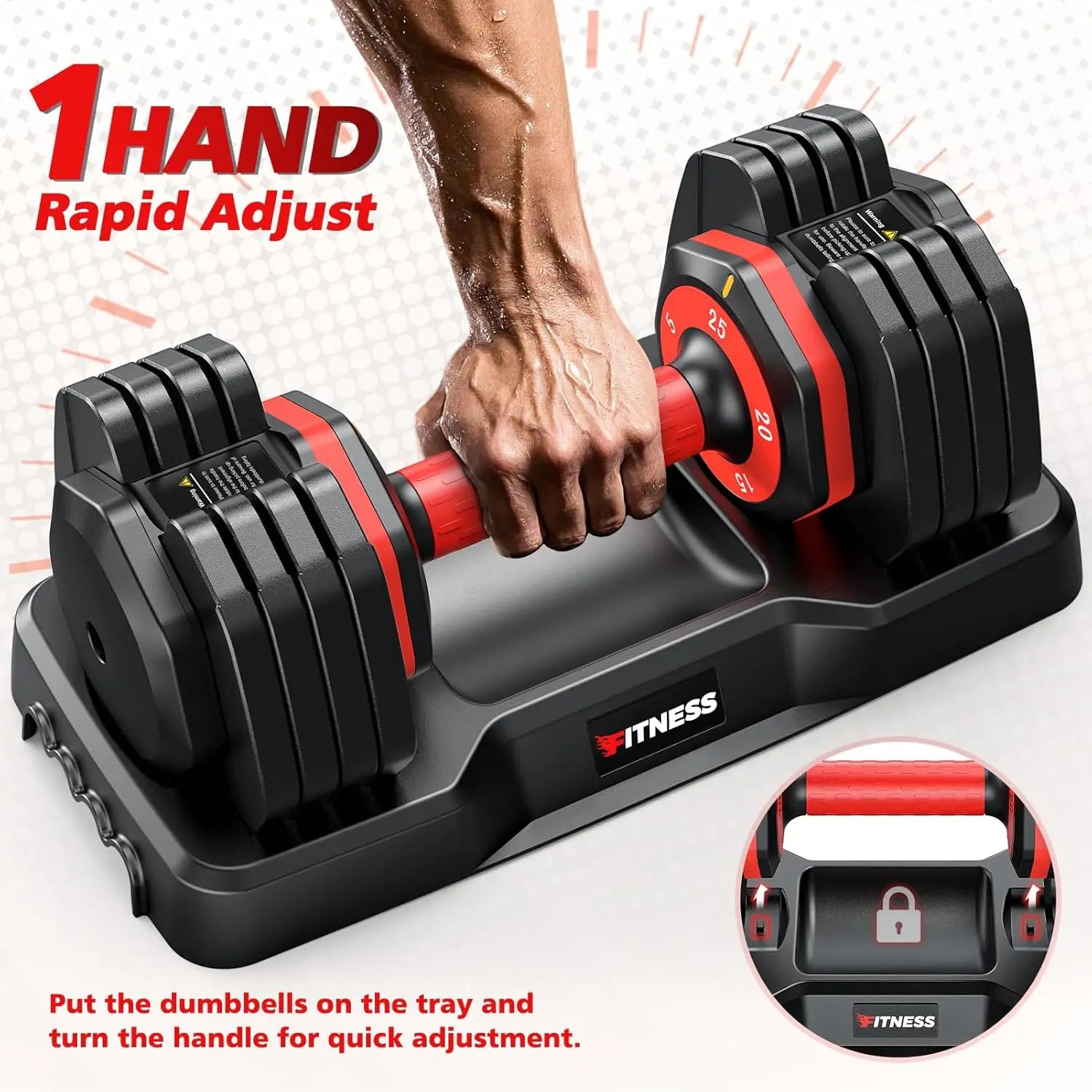 Adjustable Dumbbell Set of 2, 5-in-1.