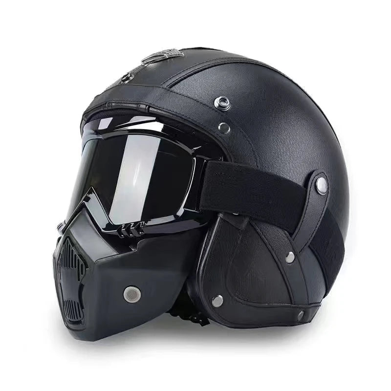Vintage Motorcycle Helmet Men's Four season Cruise Scooter.