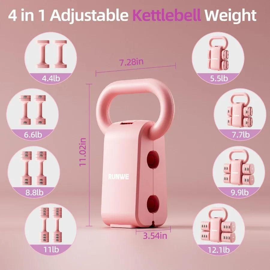 Lightweight Adjustable Dumbbell Kettlebell Set.