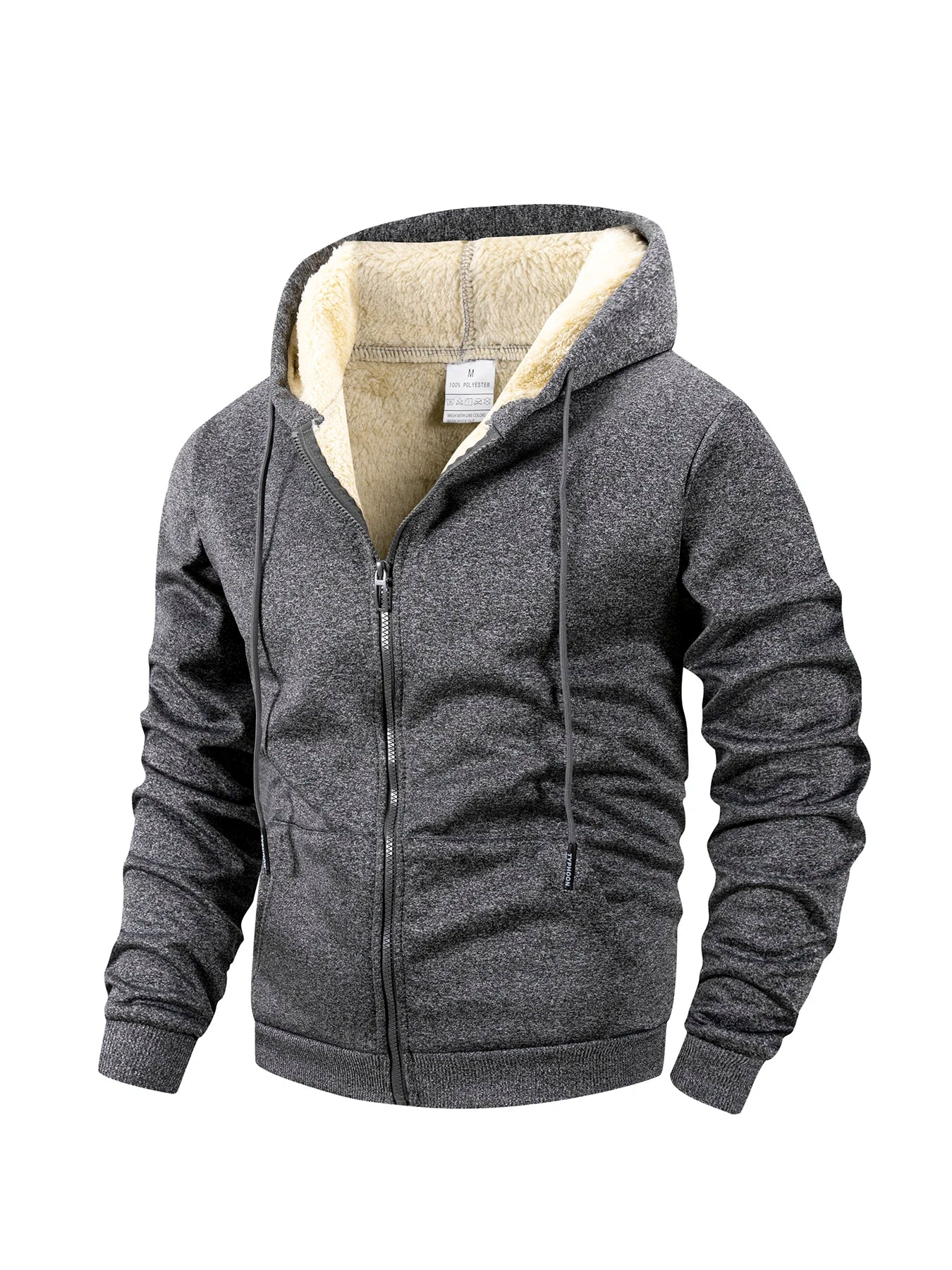 Winter Men's Zipper Jacket Fleece Warm Windproof Hoodies