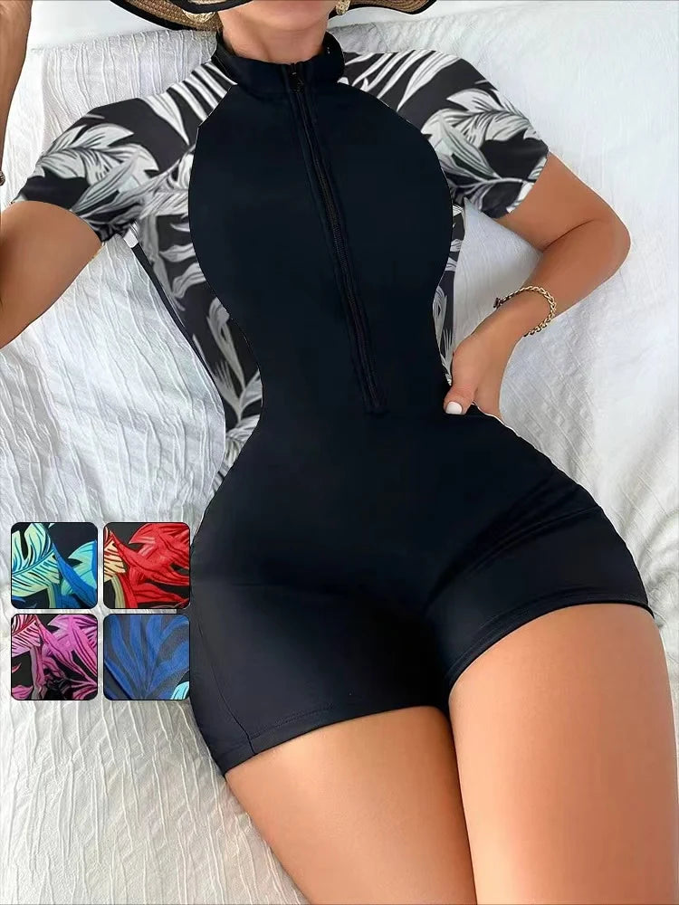 One Piece Floral Swimwear Swim Suit.