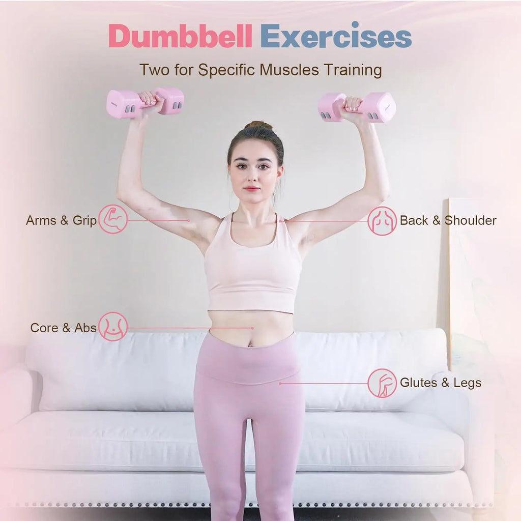 Adjustable Dumbbell Set of 2, 4 in 1 Free Weights.