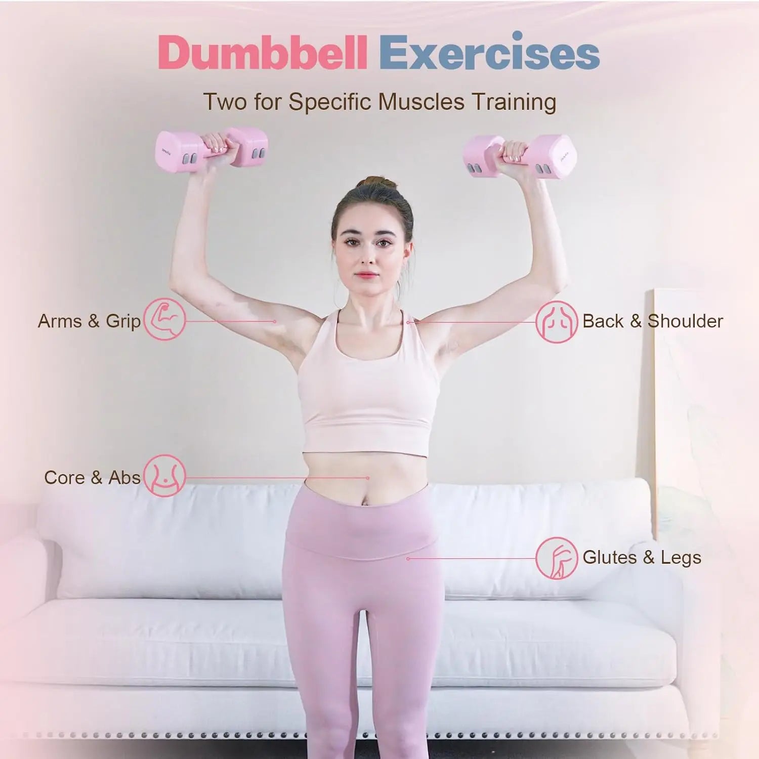 Adjustable Dumbbell Set of 2, 4 in 1 Free Weights.