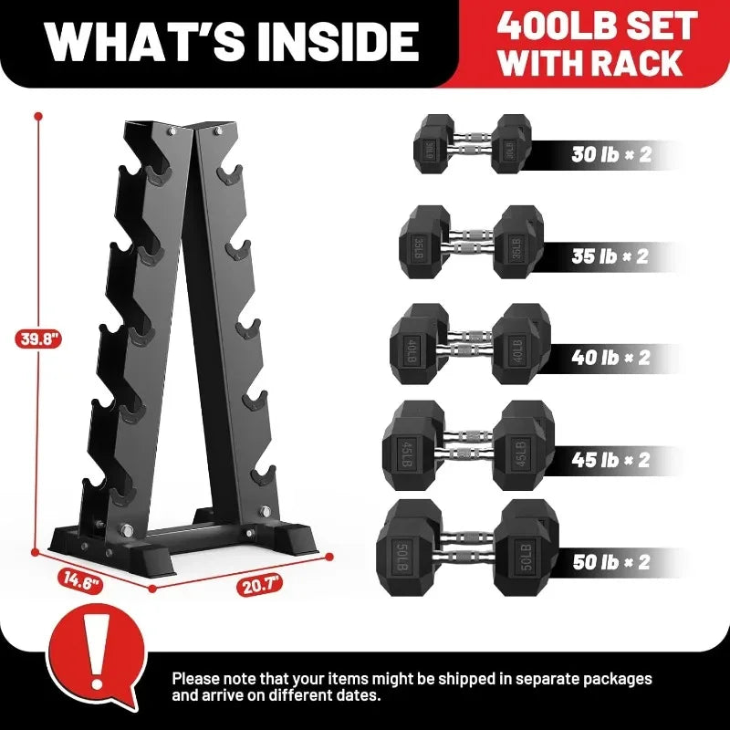Hex Dumbbell Sets with Rack, 60-550lb.