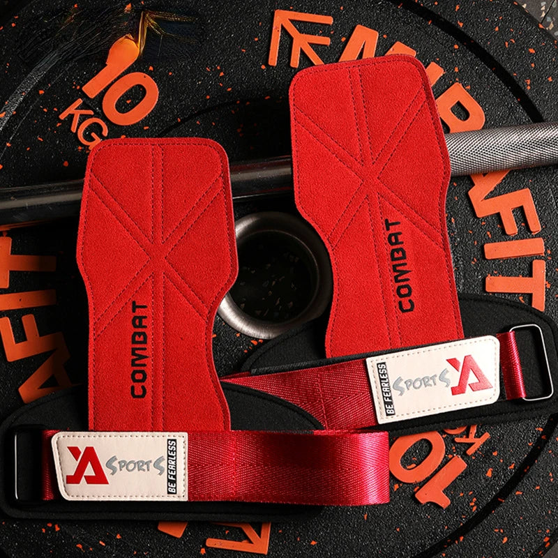 1 Pair 3-layers Cowhide Weightlifting Gloves.