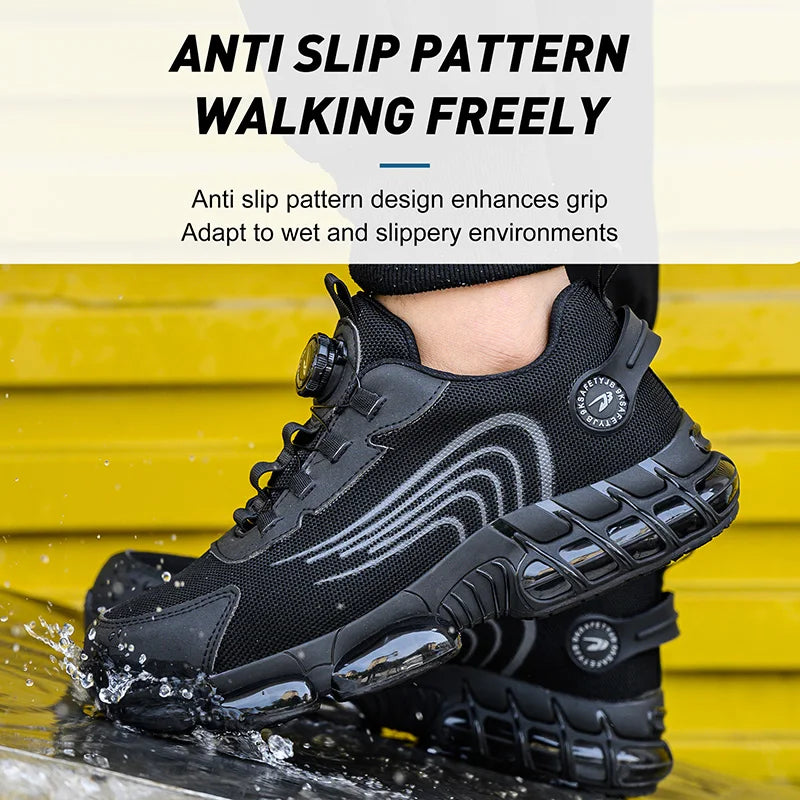 Unisex Rotating Button Safety Shoes Men For Work Sneakers Shoes