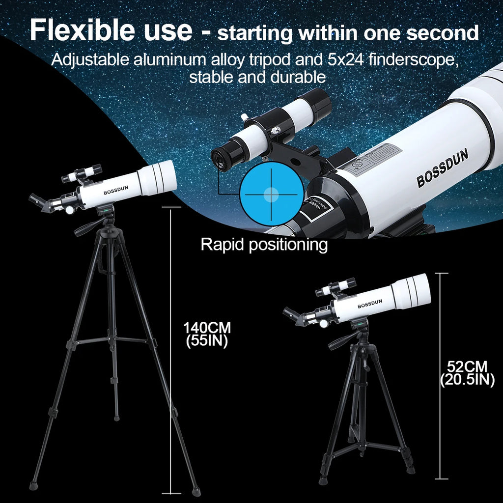 BOSSDUN 40070 Telescope w/Phone Adapter & Sturdy Tripod.