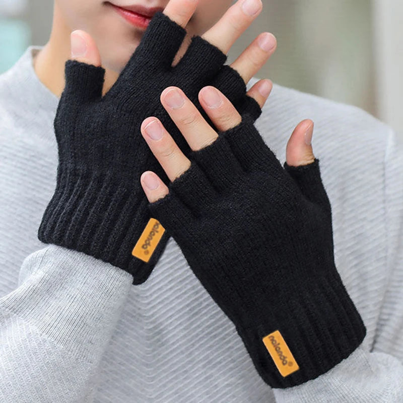Winter Autumn Knitted gloves Warm Plush Fingerless gloves for men & Women