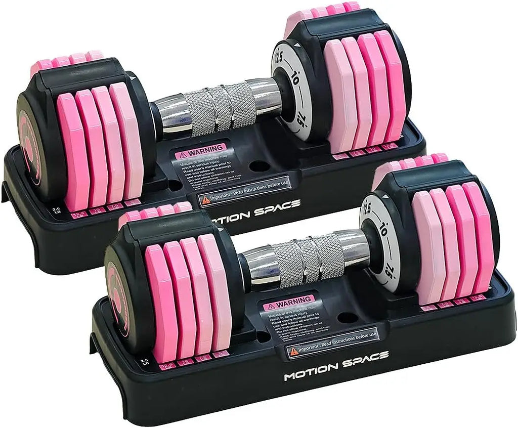 Adjustable Dumbbells Set 12.5LB Pair, 1-Sec Fast Adjustable 5 Free Weights, Premium Comfort Non-slip Metal Handle.