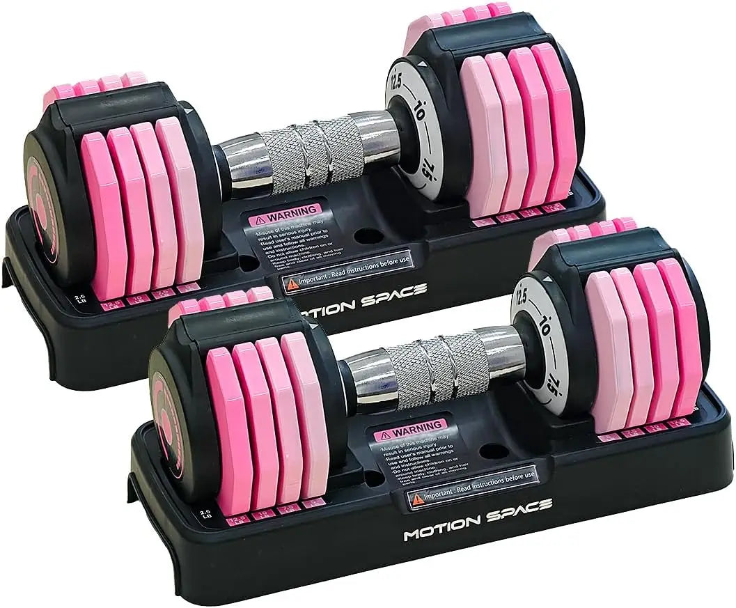 Adjustable Dumbbells Set 12.5LB Pair, 1-Sec Fast Adjustable 5 Free Weights, Premium Comfort Non-slip Metal Handle.