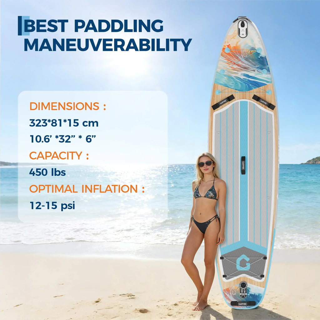 10.6 Ft Inflatable Stand Up Paddle Board 450LBS Capacity Wide.