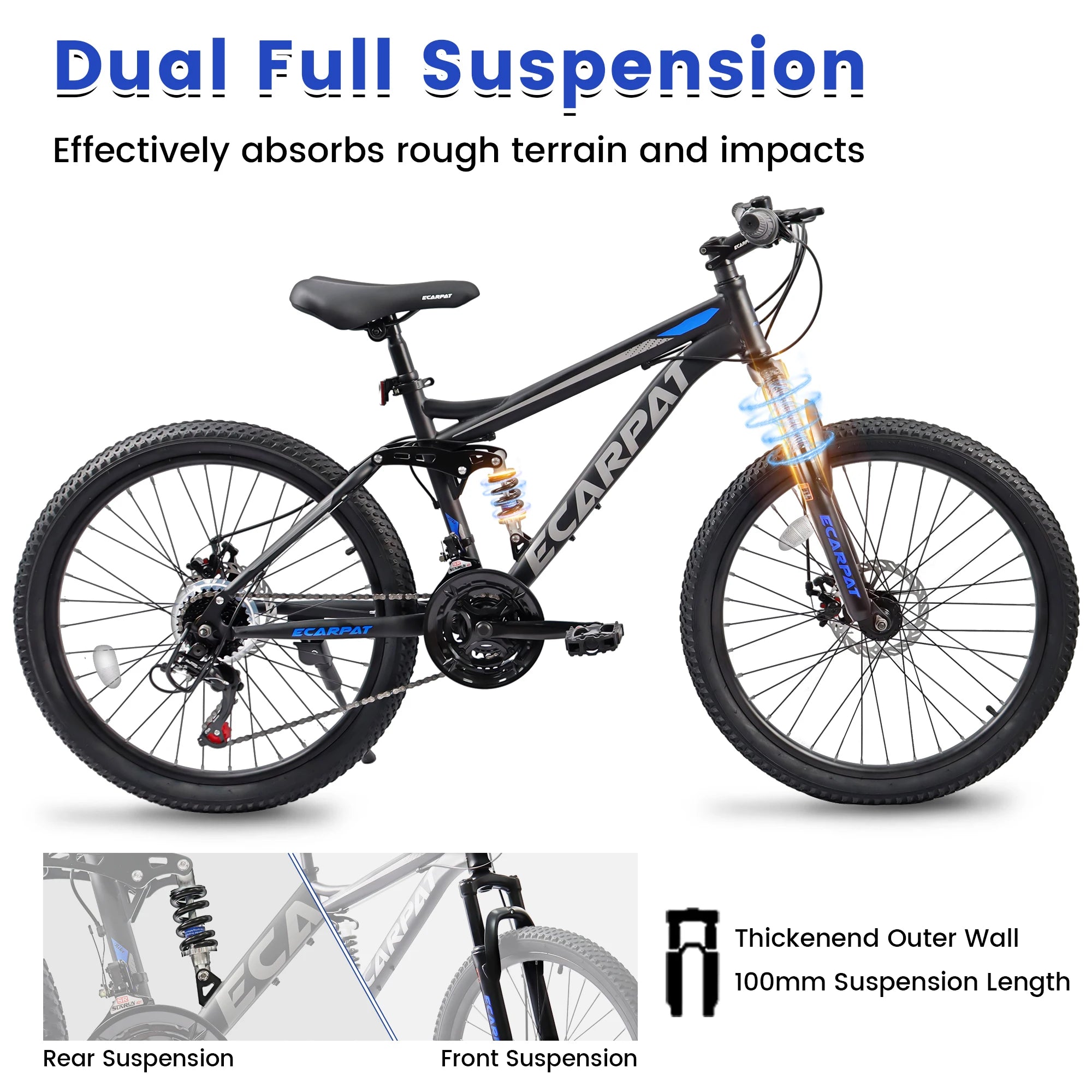 Dual Full Suspension Mountain Bike 24/26/27.5 Inch, Men's and Women.