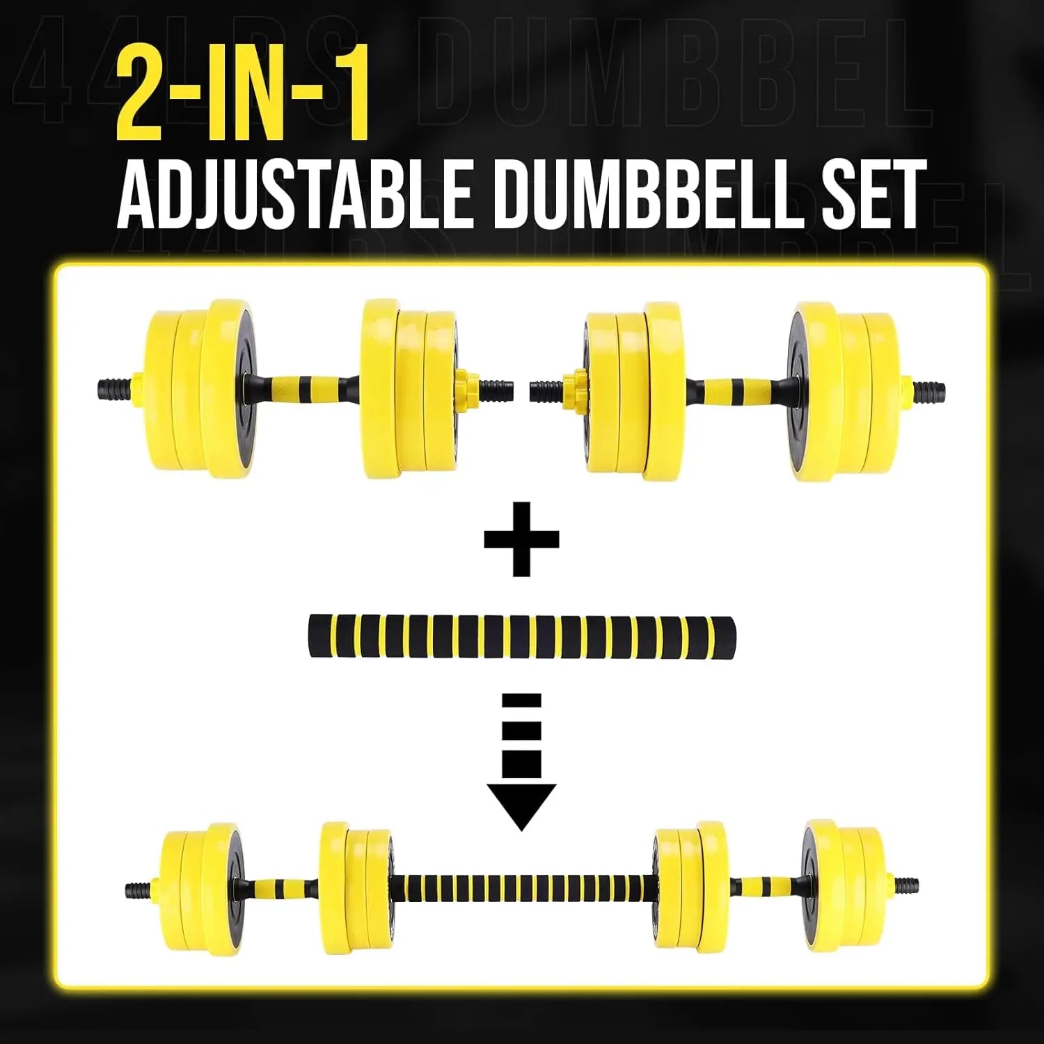 2-In-1 Adjustable Dumbbell Set, 44 Lbs. Dumbbell Weights.