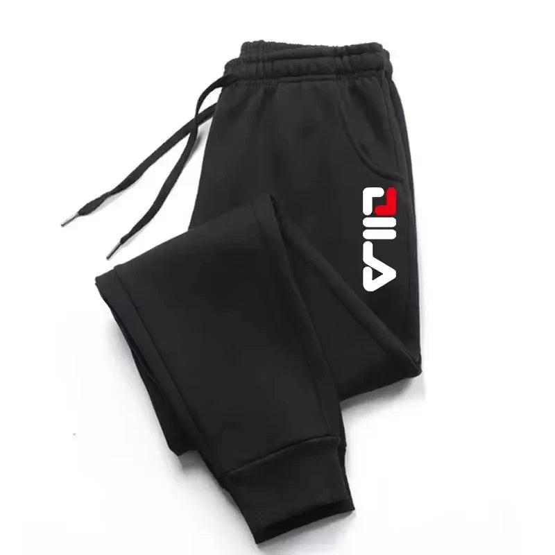 Autumn Winter Men's Joggers Drawstring Casual Pants Fleece Sweatpants