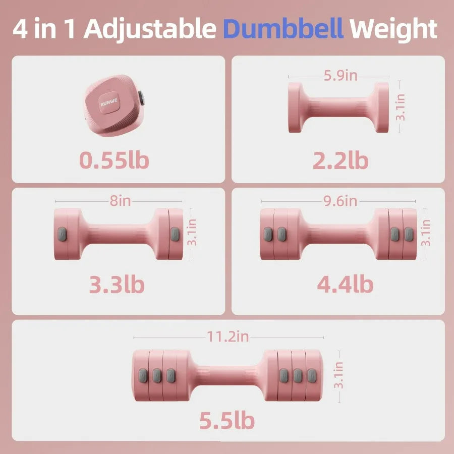 Lightweight Adjustable Dumbbell Kettlebell Set.