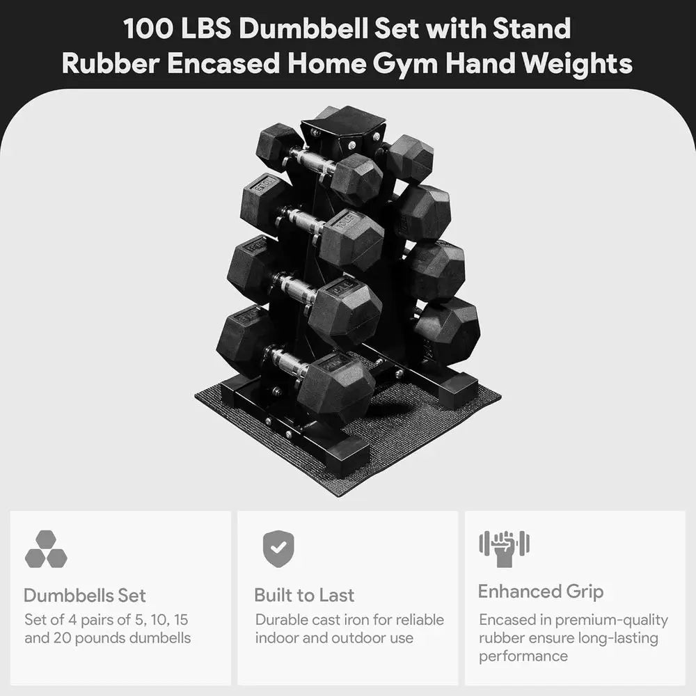 Hex Dumbbells with Rack,