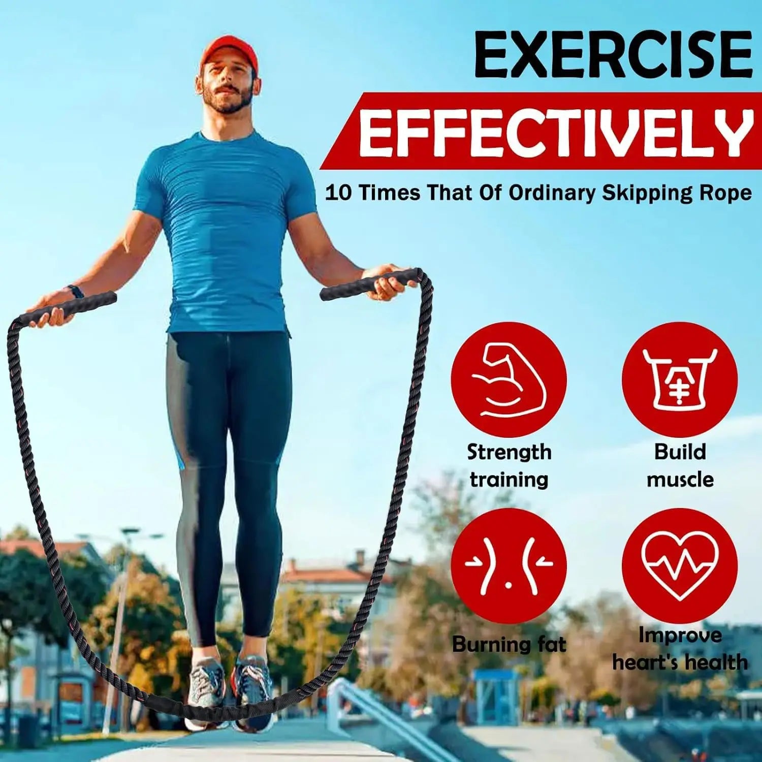 Weighted Jump Rope for Fitness, 1.5lb Heavy Skipping Ropes.