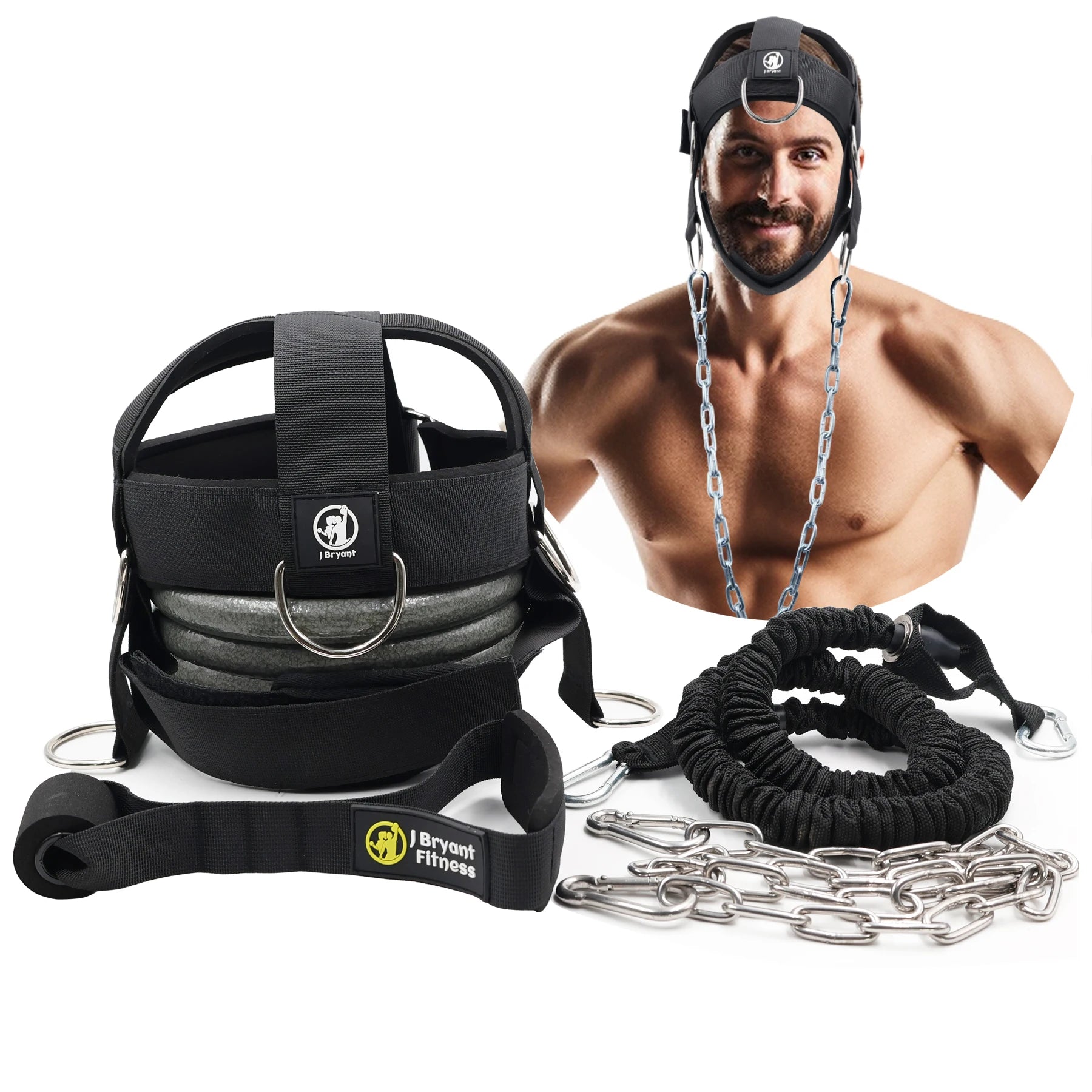 Neck Head Harness Weightlifting Training with Resistance Bands.
