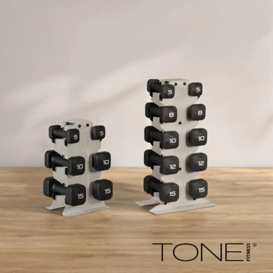 Tone Fitness Neoprene Dumbbell Set with Storage Rack.