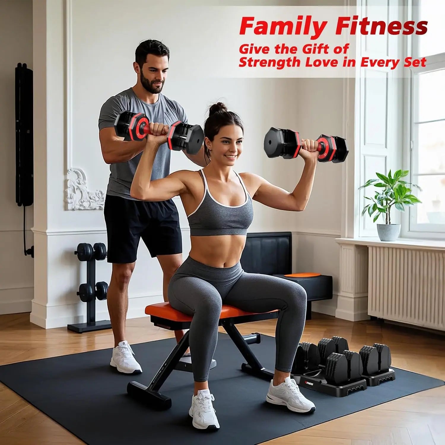 Adjustable Dumbbell Set of 2, 5-in-1.