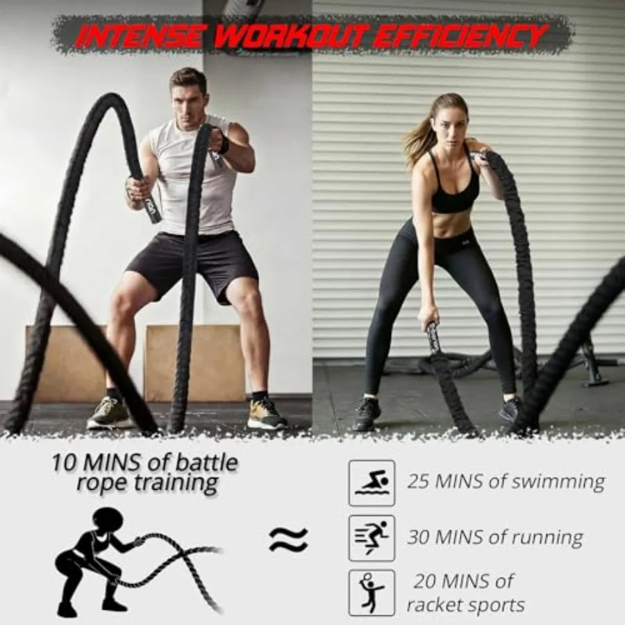 Battle Rope for Home Gym Workout - Heavy Weighted Training Eercise.