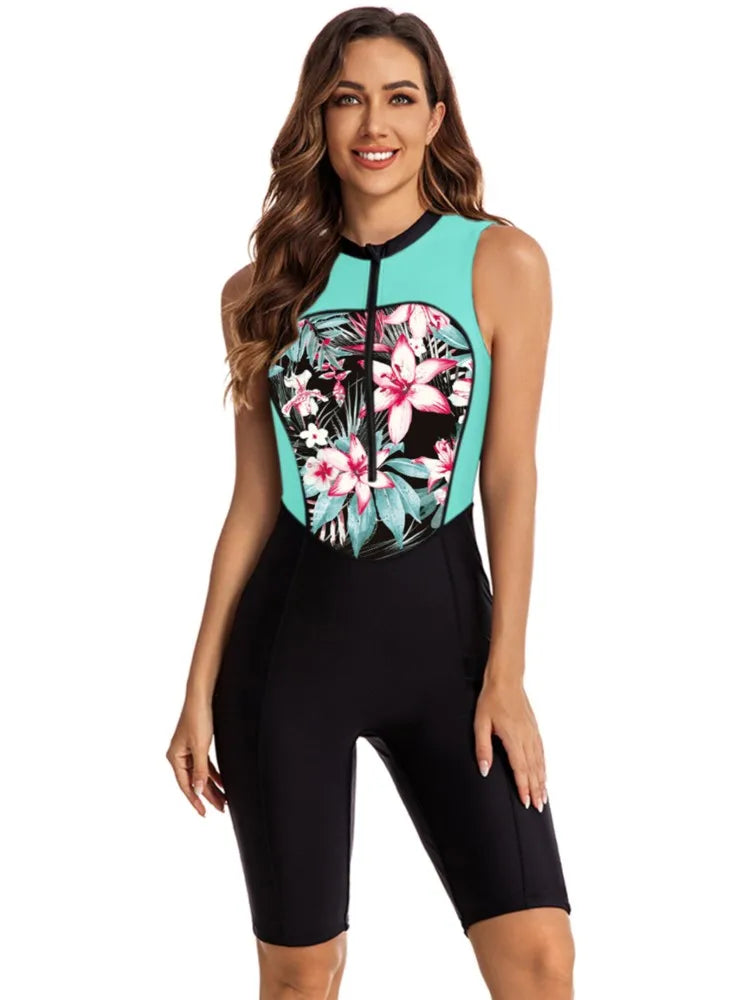 One Piece Zipper Swimsuit.