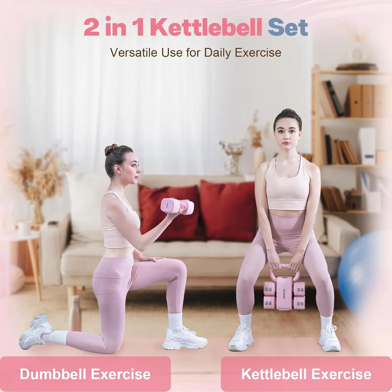 Adjustable Dumbbell Set of 2, 4 in 1 Free Weights.