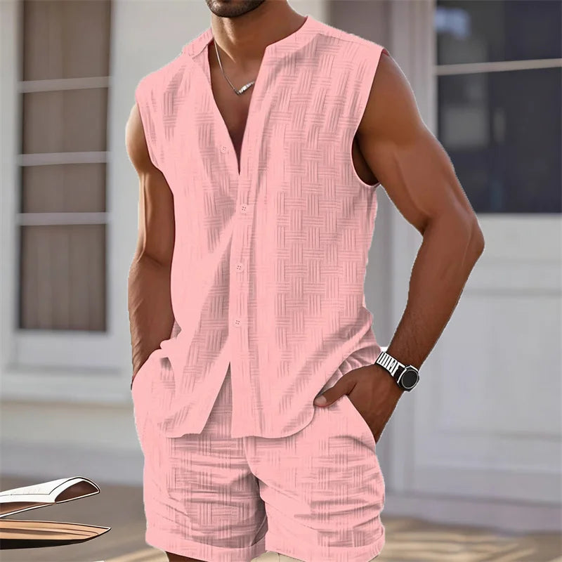 2025 New Men's Vest Shirt, Sleeveless Top and Shorts.